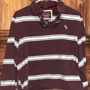 Crop top maroon & white striped Abercrombie&Fitch